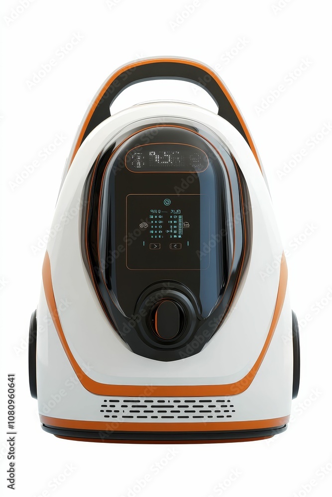 Fototapeta premium White and orange futuristic device with screen.