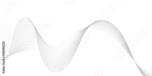 Abstract grey, white smooth element swoosh speed wave modern stream transparent background. Abstract wave line for banner, template, wallpaper background with wave design. Vector illustration