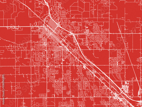 Christmas Map of Caldwell Idaho, USA in Snowy White on Festive Red Background. photo