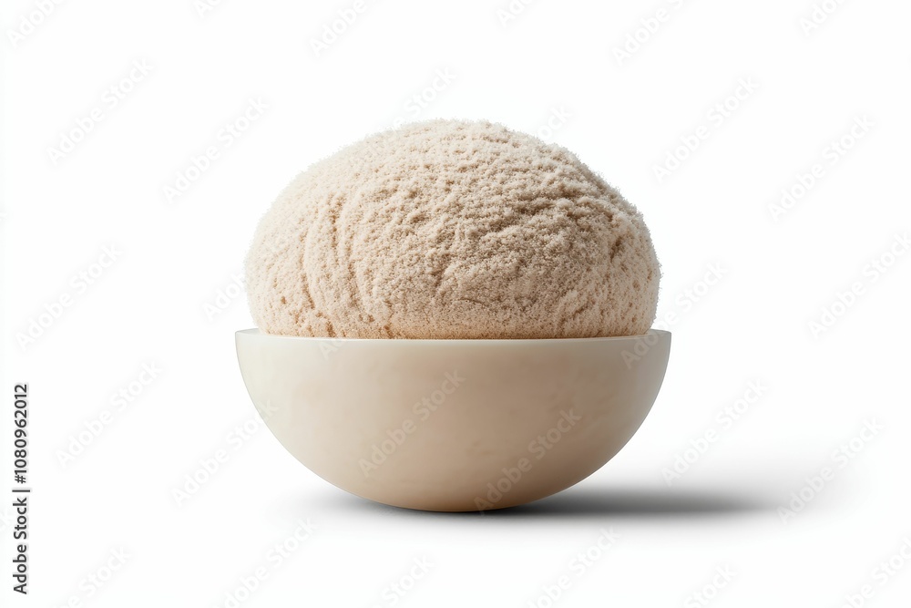 A single scoop of ice cream in a bowl. A single scoop of ice cream in a bowl.