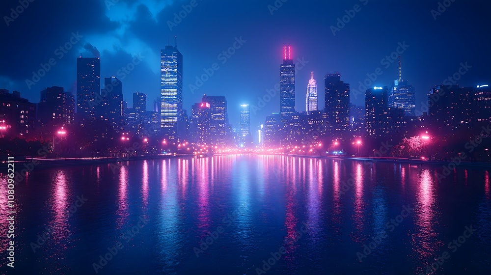 Fototapeta premium Vibrant Cityscape at Night