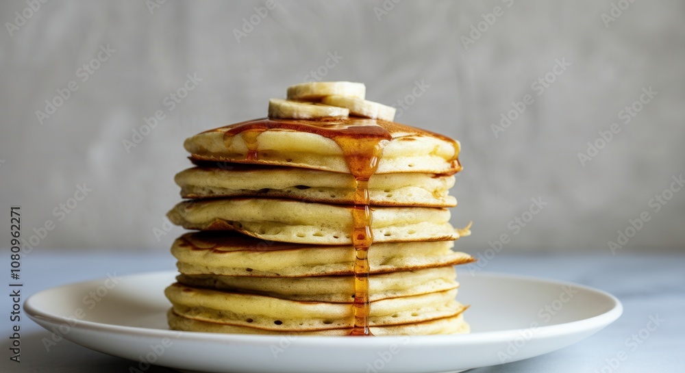 custom made wallpaper toronto digitalStack of fluffy pancakes with syrup banana slices
