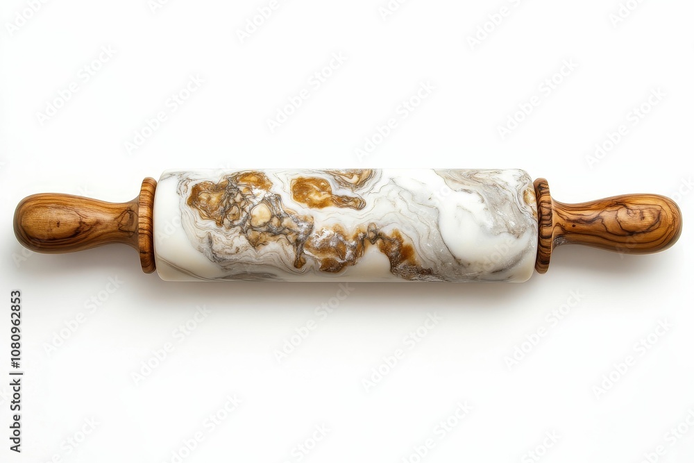 Marbled rolling pin with wooden handles. Marbled rolling pin with wooden handles.