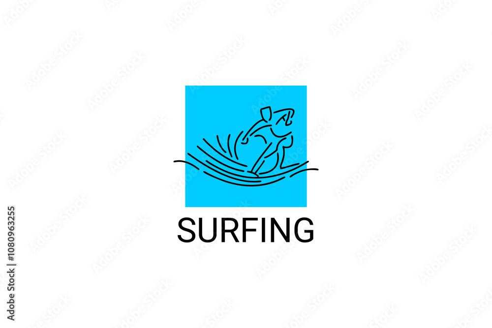 surfing sport vector line icon. a surfer is surfing in the sea. sport pictogram, vector illustration. surfing sport vector line icon. a surfer is surfing in the sea. sport pictogram, vector illustration.