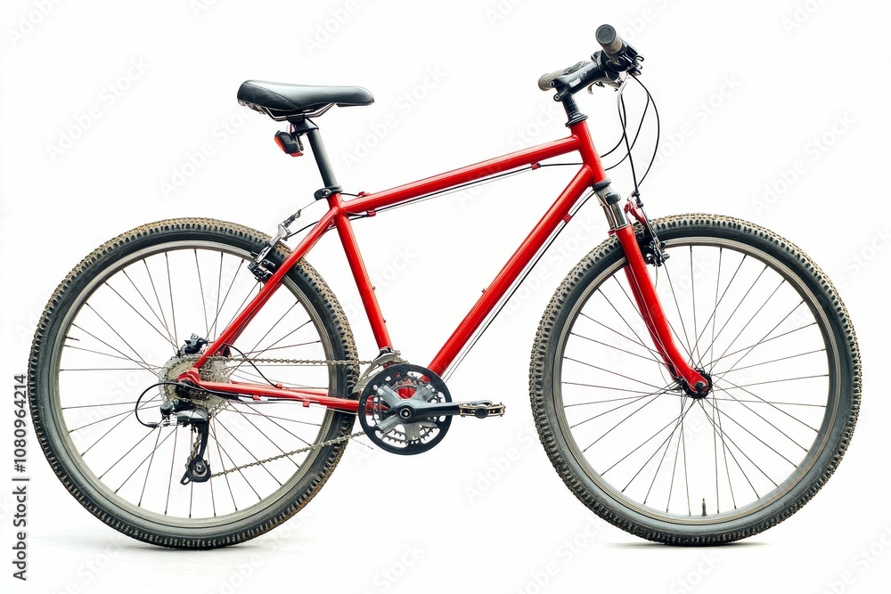 Red mountain bike isolated on white background. Red mountain bike isolated on white background.