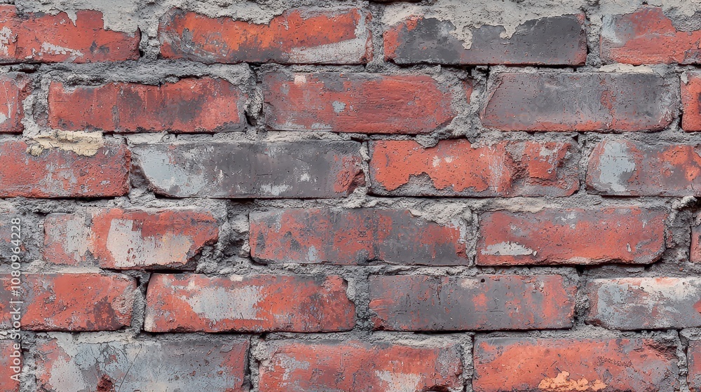 Old red brick wall with a weathered and vintage appearance. Old red brick wall with a weathered and vintage appearance.