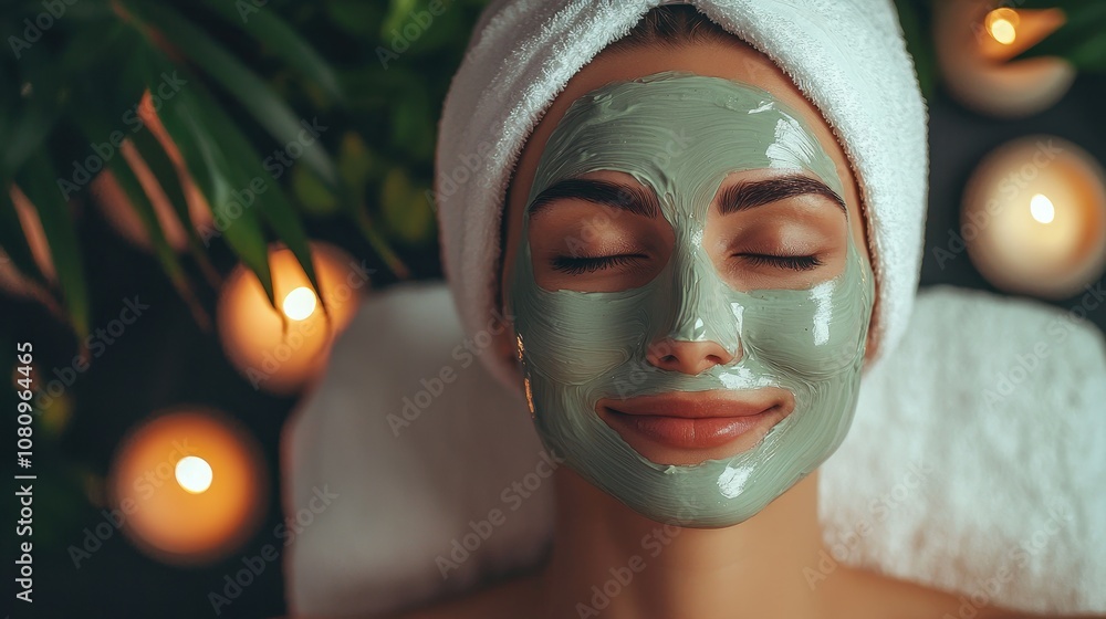 Woman in a spa beauty salon with a facial mask for a relaxing and rejuvenating experience. Woman in a spa beauty salon with a facial mask for a relaxing and rejuvenating experience.