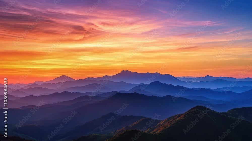 Sunset mountains with dramatic and colorful sky, capturing the beauty of twilight. Sunset mountains with dramatic and colorful sky, capturing the beauty of twilight.