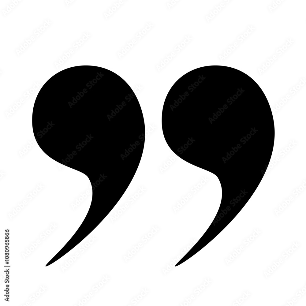 Round quotation marks icons are black on a white background. Quotes, isolated vector icons in the form of commas. Vector EPS 10. Round quotation marks icons are black on a white background. Quotes, isolated vector icons in the form of commas. Vector EPS 10.
