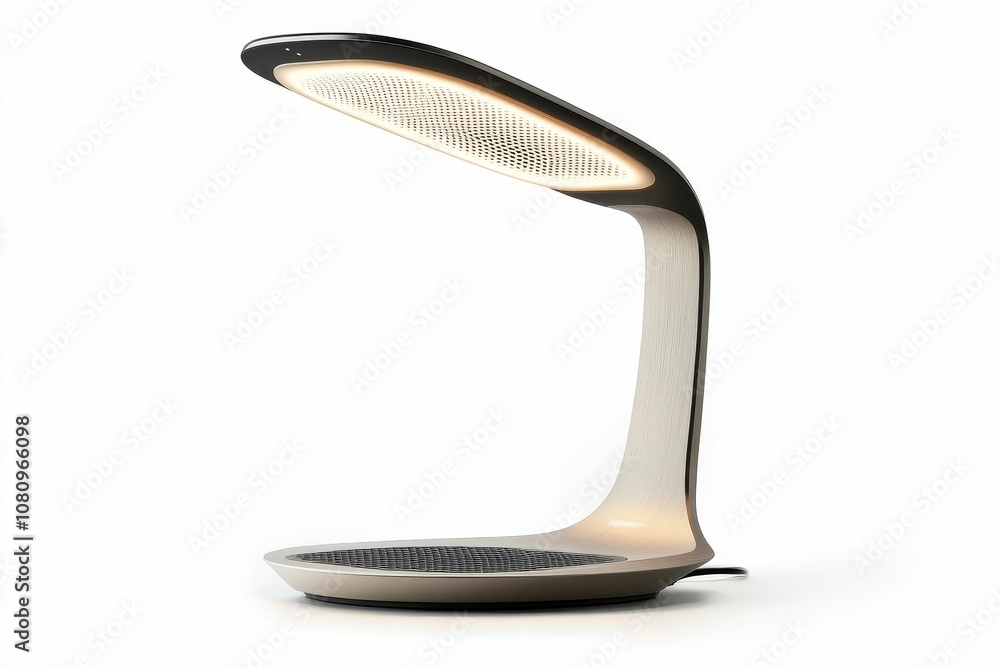 Modern desk lamp with a speaker. Modern desk lamp with a speaker.