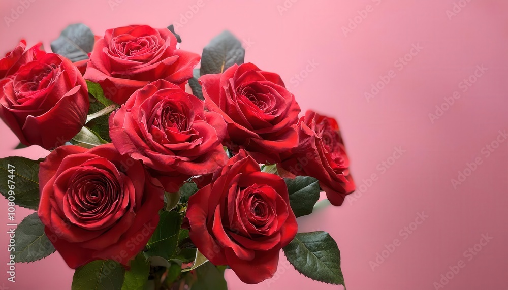 Lush Valentine's Day Bouquet of Crimson Red Roses on Soft Pink Background. Romantic Expression of Love, Passion, and Affection for Valentine's Day Gift Ideas or Digital Greetings Lush Valentine's Day Bouquet of Crimson Red Roses on Soft Pink Background. Romantic Expression of Love, Passion, and Affection for Valentine's Day Gift Ideas or Digital Greetings