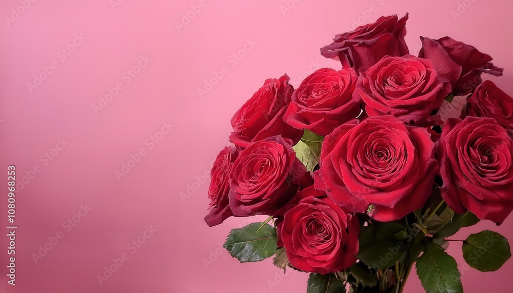 Lush Valentine's Day Bouquet of Crimson Red Roses on Soft Pink Background. Romantic Expression of Love, Passion, and Affection for Valentine's Day Gift Ideas or Digital Greetings Lush Valentine's Day Bouquet of Crimson Red Roses on Soft Pink Background. Romantic Expression of Love, Passion, and Affection for Valentine's Day Gift Ideas or Digital Greetings