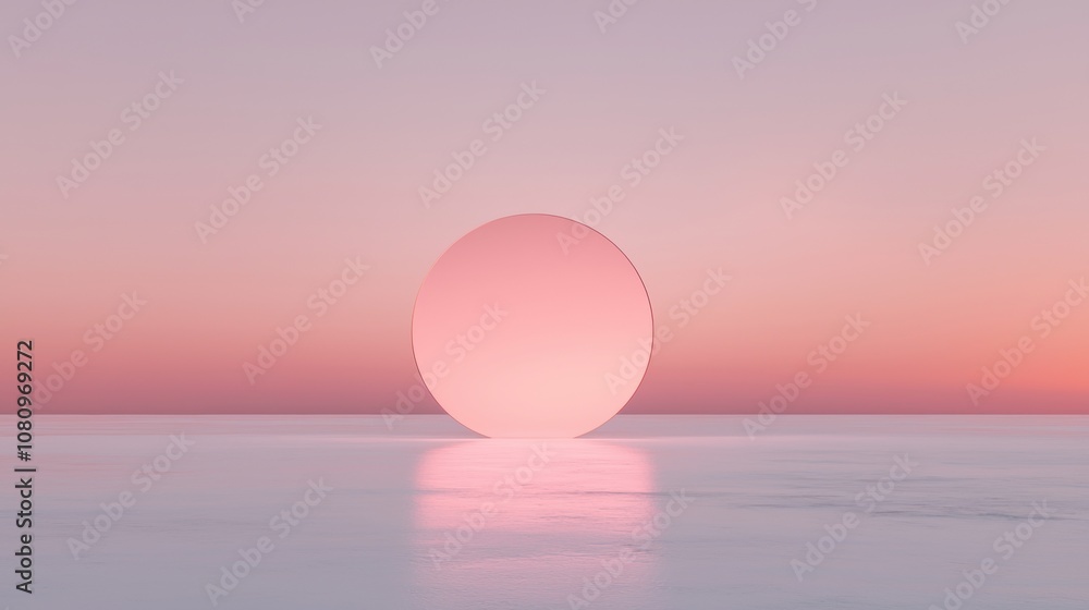 A pink sphere is floating in the ocean A pink sphere is floating in the ocean