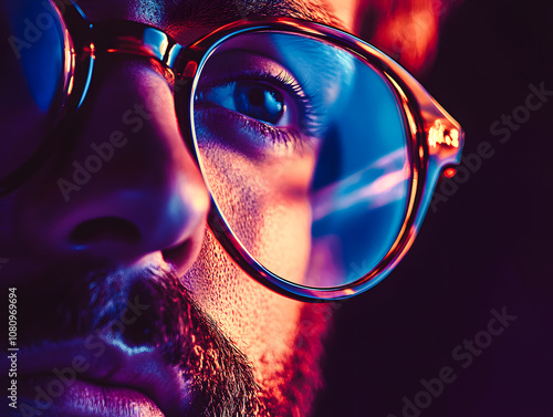 Gros plan sur le visage d'un homme portant des lunettes