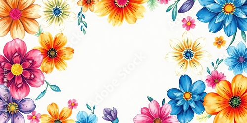 Colorful Floral Patterns in Watercolor Style, modern landscape, botanical art, watercolor painting