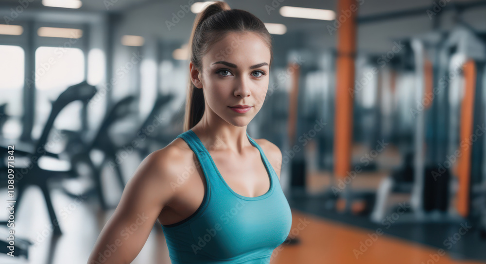 Fototapeta premium Portrait von einer sportlichen Frau im Fitnessstudio