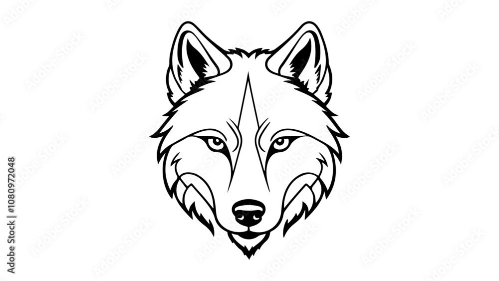 Obraz premium illustration of a wolf head outline silhouette