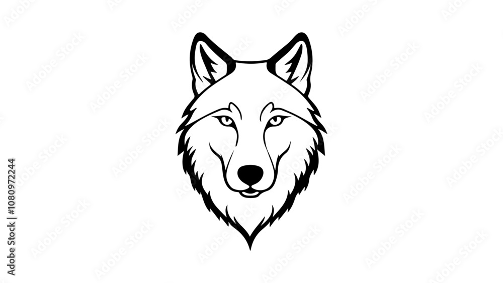 Naklejka premium wolf head vector outline illustration