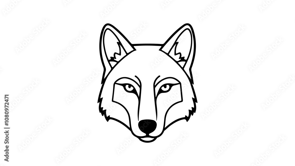 outline illustration of a wolf face in vector outline illustration of a wolf face in vector