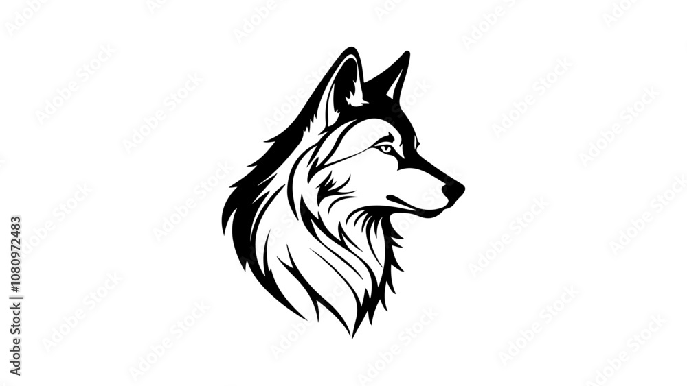wolf beautiful black and white illustration from side wolf beautiful black and white illustration from side