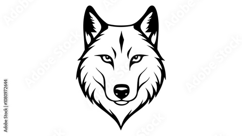 outline vector illustration of a wolf head