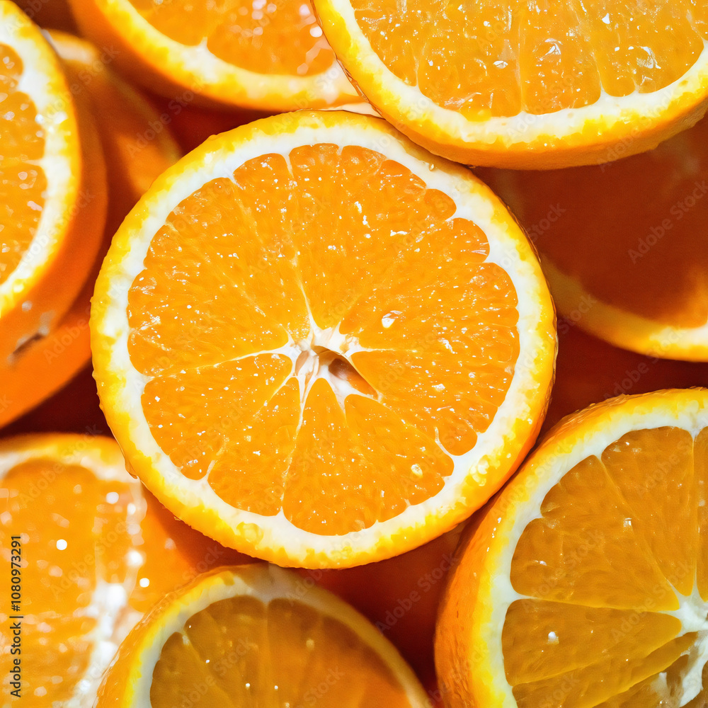 Fresh Oranges with Vibrant Slices and Juicy Texture Fresh Oranges with Vibrant Slices and Juicy Texture