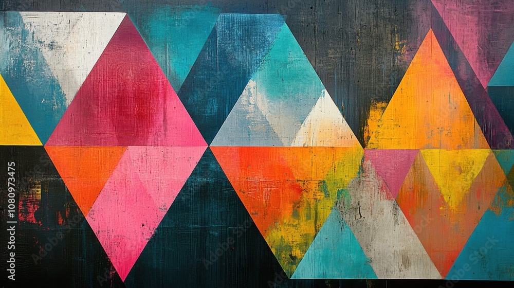 Fototapeta premium Abstract pop art triangles with bold hues