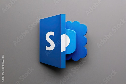 3D Blue SharePoint Icon on a Grey Background