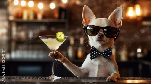 The Stylish Dog with Cocktail