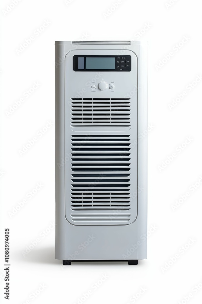 White air conditioner with digital display. White air conditioner with digital display.