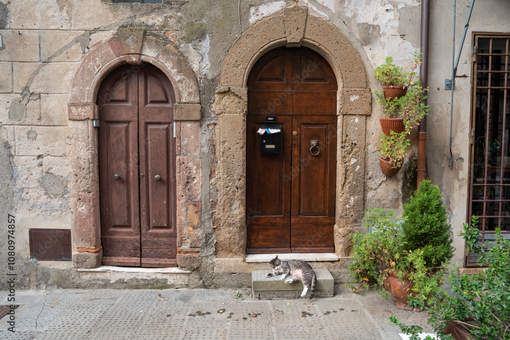 Rustic charm of ancient doors in Pitigliano, Tuscany Rustic charm of ancient doors in Pitigliano, Tuscany