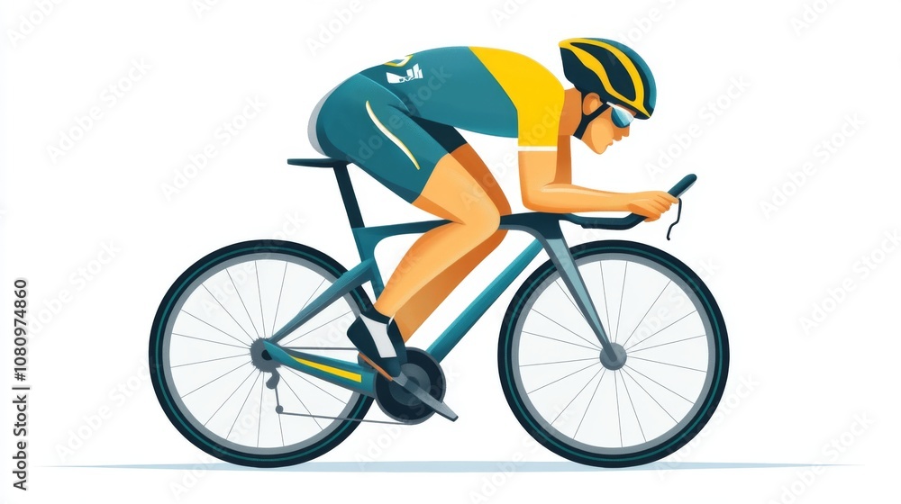 Fototapeta premium Cyclist in Action: A Dynamic Illustration of Road Bike Racing