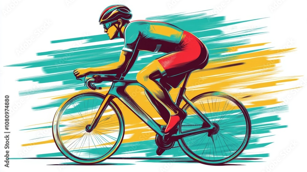 Fototapeta premium Cyclist in Motion: A Dynamic Road Bike Illustration