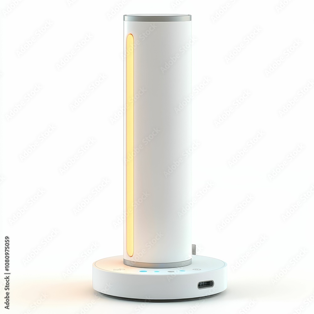 White lamp with glowing yellow light. White lamp with glowing yellow light.