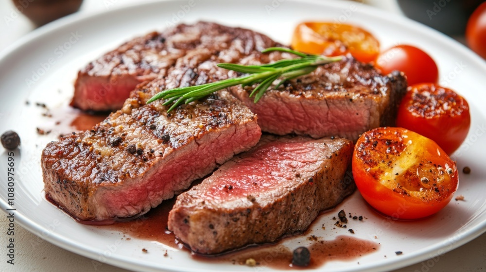 Juicy Grilled Steak with Roasted Tomatoes - Delicious Dinner Juicy Grilled Steak with Roasted Tomatoes - Delicious Dinner