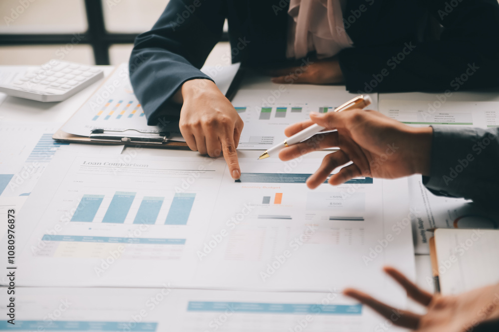Accountant or banker making calculations Bookkeeper Clerk, Bank Advisor And Auditor. Accounting concept. Accountant or banker making calculations Bookkeeper Clerk, Bank Advisor And Auditor. Accounting concept.