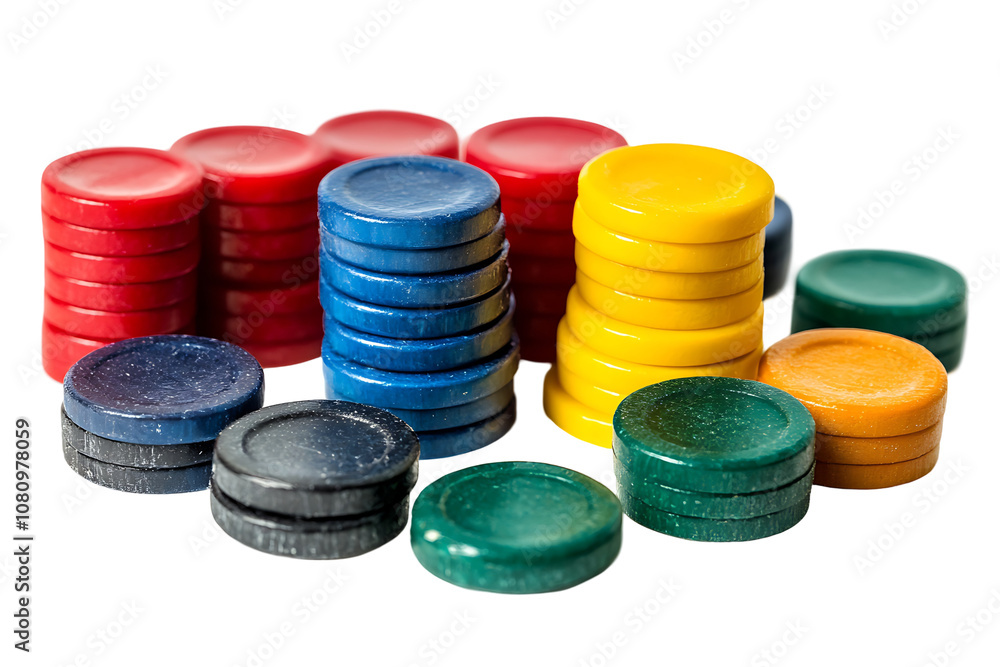 Set of Board Game Counters Isolated on transparent Background Set of Board Game Counters Isolated on transparent Background