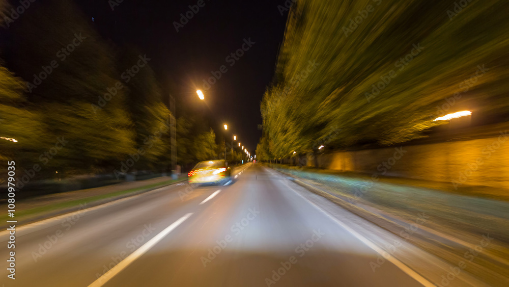 Drive at fast speed at the night streets timelapse hyperlapse drivelapse. Drive at fast speed at the night streets timelapse hyperlapse drivelapse.
