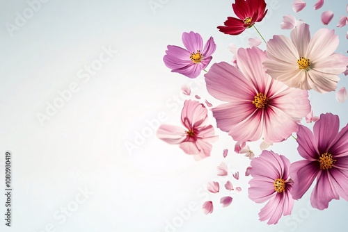 Delicate Pink Cosmos Flowers in Bloom - Nature Photography