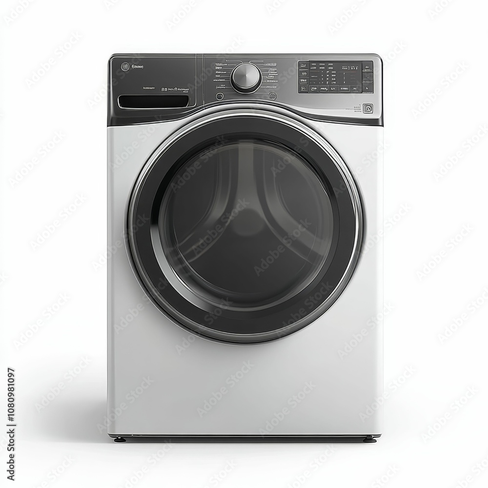Modern white dryer with black accents. Modern white dryer with black accents.