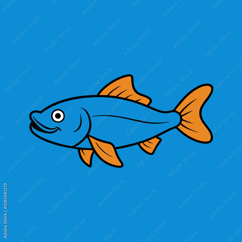 Happy Fish Cartoon Illustration Happy Fish Cartoon Illustration