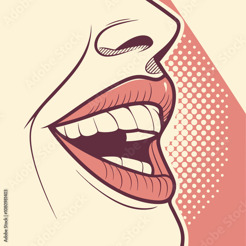 halftone lips vector smiling