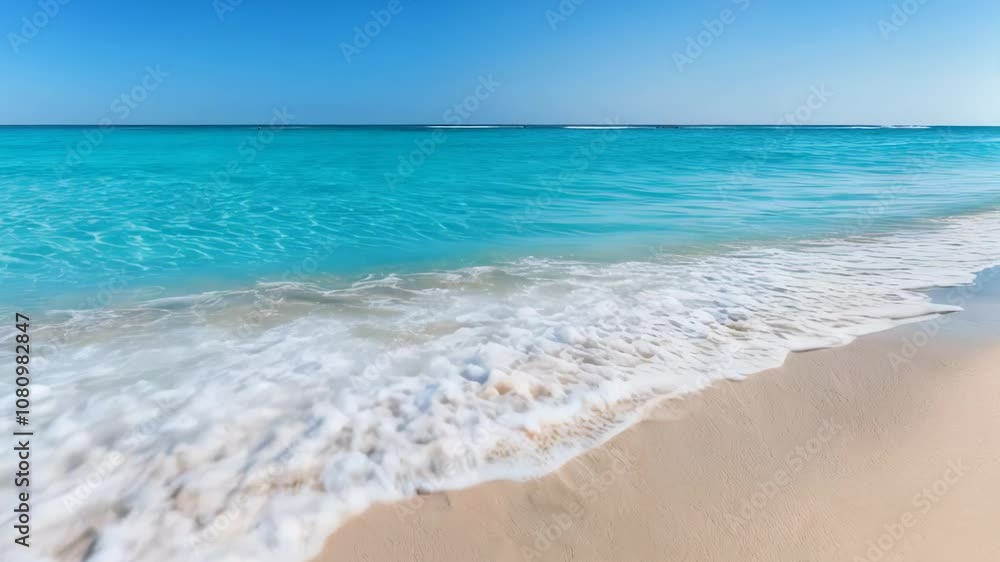 Serene beauty of turquoise waves lapping on the golden shore in a tropical paradise Serene beauty of turquoise waves lapping on the golden shore in a tropical paradise