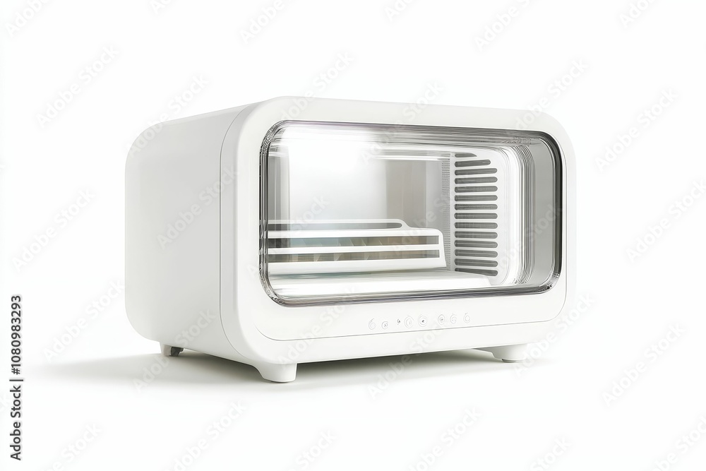 White modern appliance with a window. White modern appliance with a window.