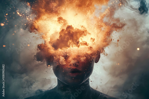 Abstract image of an exploding mind, concept of imagination and creativity