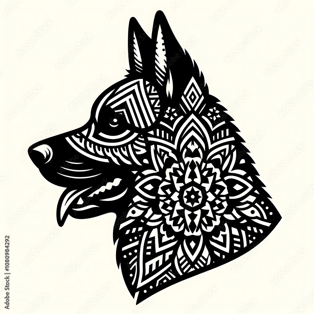 Obraz premium Silhouette Dog Head, vector dog 