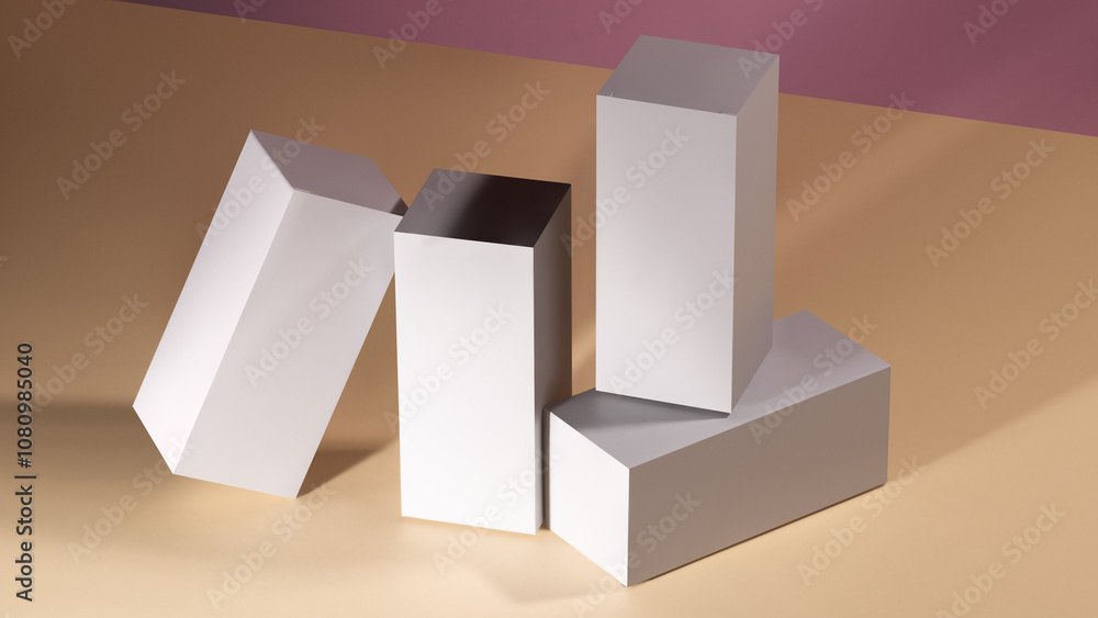 Mockup of a tall gray cardboard box for cosmetics, without logo Mockup of a tall gray cardboard box for cosmetics, without logo