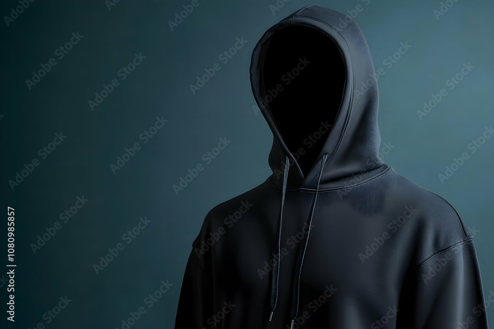 Blank black hoodie mockup displayed on an invisible mannequin, ready for design placement Blank black hoodie mockup displayed on an invisible mannequin, ready for design placement