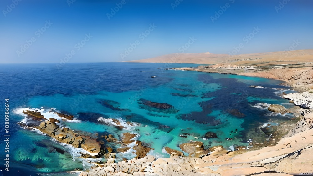 The Stunning Coastline Along the Gulf of Sidra Featuring Rocky Shores and Turquoise Waters The Stunning Coastline Along the Gulf of Sidra Featuring Rocky Shores and Turquoise Waters