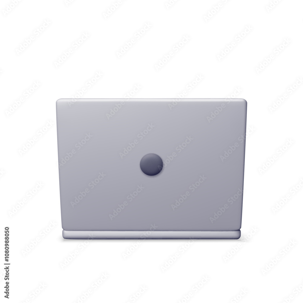 3D cartoon laptop computer back side isolated. Render notebook LCD display mock up with blank screen. Mobile computer device icon. Technology concept. 3D rendering. Minimal vector illustration 3D cartoon laptop computer back side isolated. Render notebook LCD display mock up with blank screen. Mobile computer device icon. Technology concept. 3D rendering. Minimal vector illustration